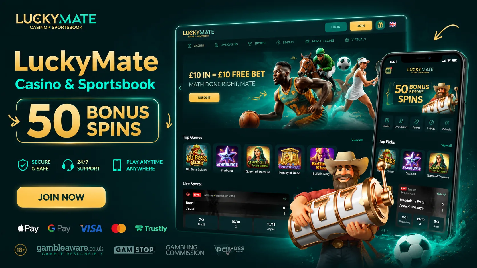 LuckyMate casino and sportsbook lobby preview